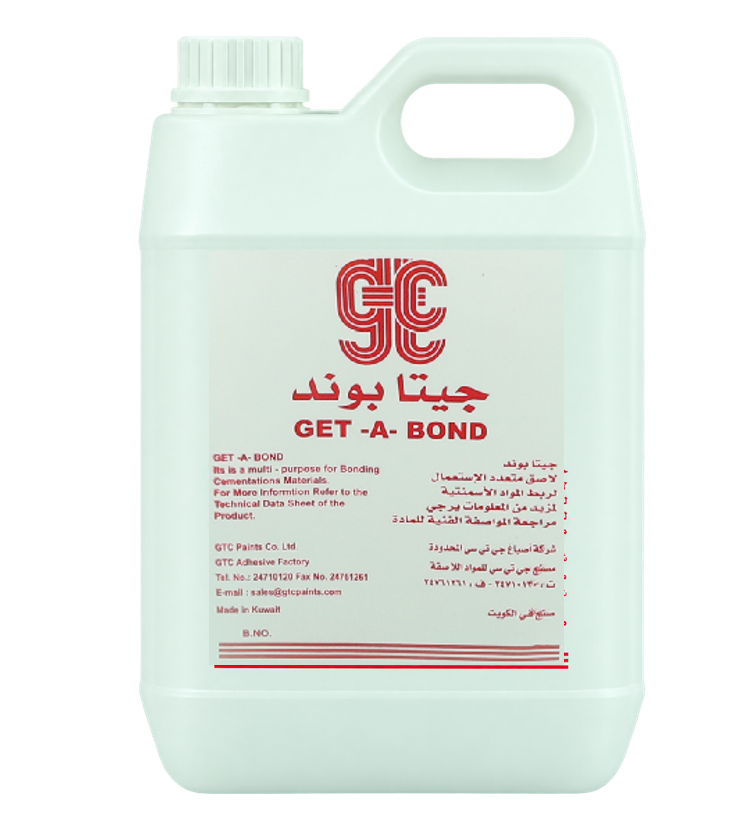 GTC Get-A-Bond jug with molded handle and red front label
